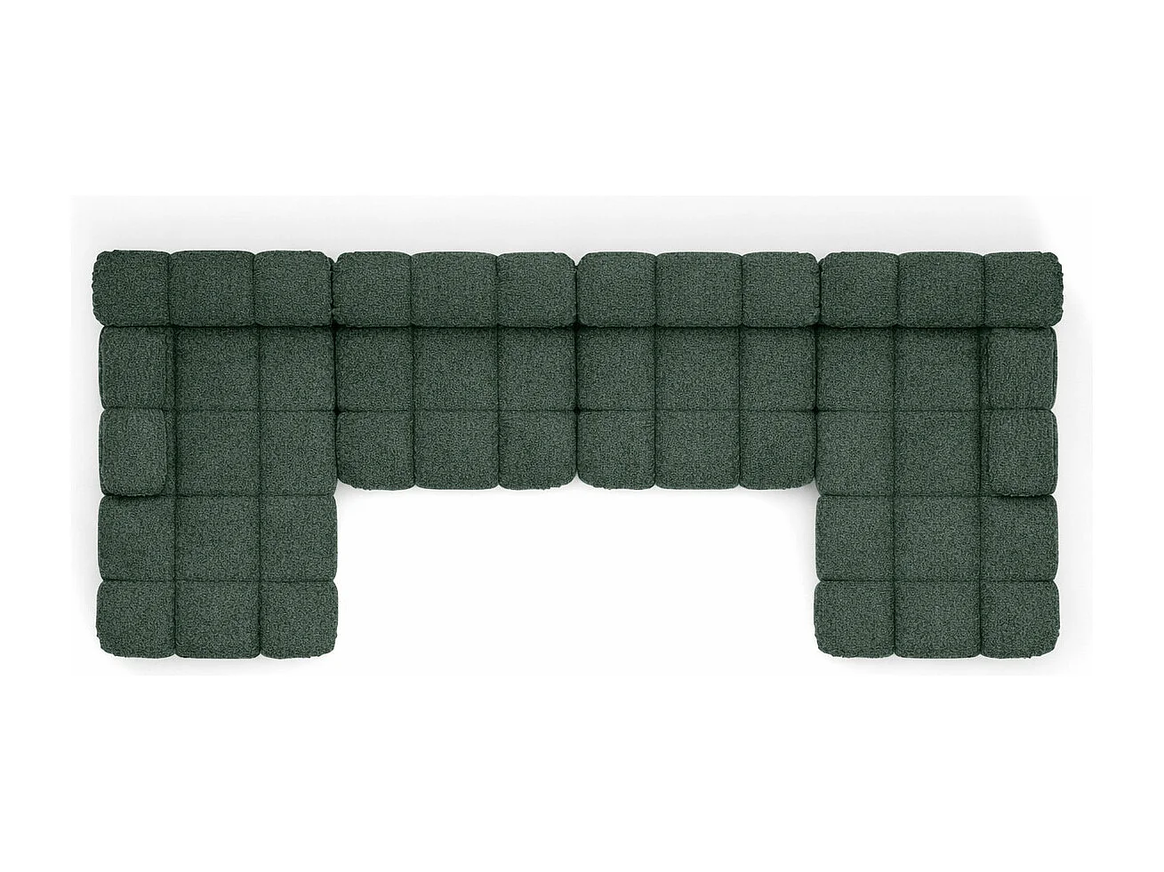 Narożnik modułowy w kształcie U XL, tkanina bukla Abriamo, Ciemnozielony, Selia U XL