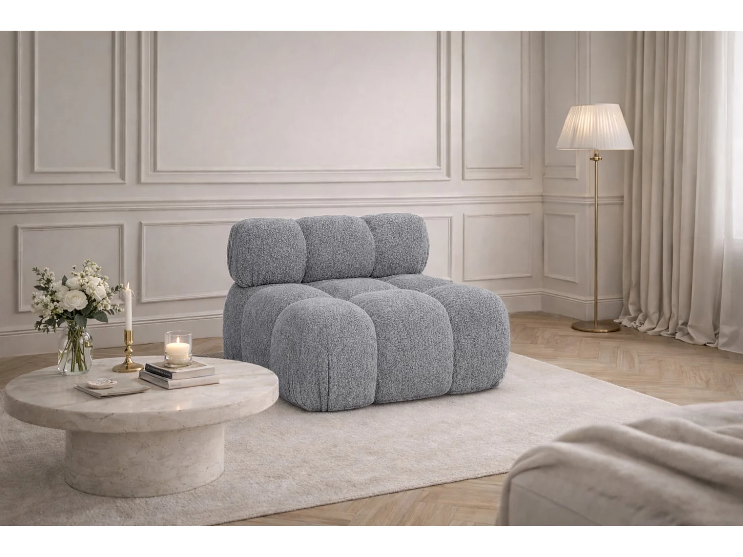 Module midden vrijstaand modern voor een modulair systeem, stof Abriamo, Donkergrijs, Selia