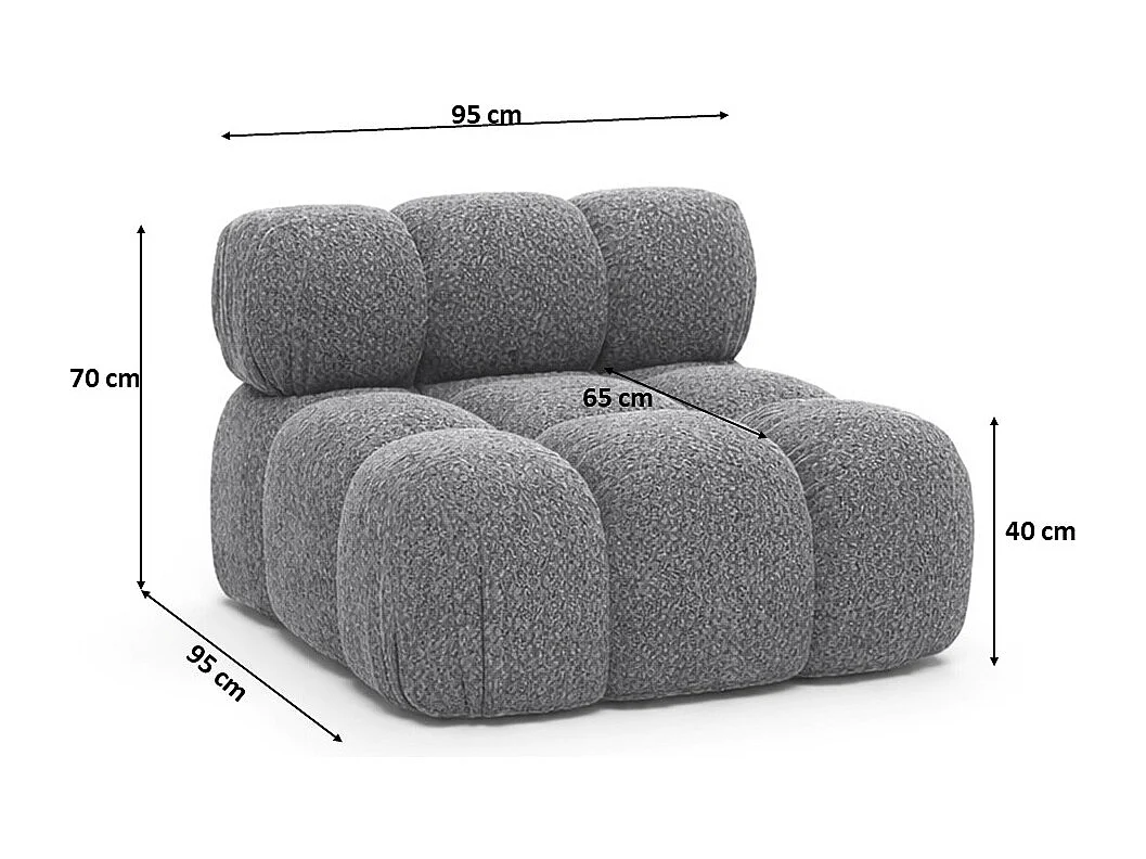 Module midden vrijstaand modern voor een modulair systeem, stof Abriamo, Donkergrijs, Selia