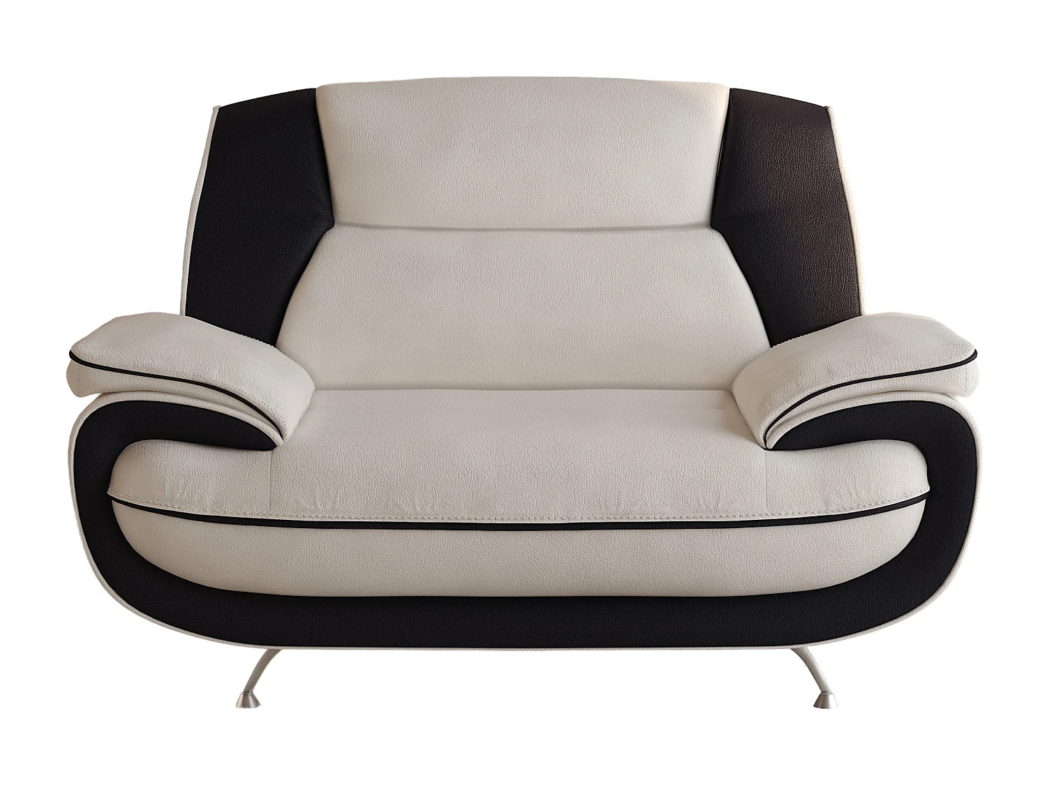 Nowoczesny fotel do salonu, tkanina Soft, biało-czarny, Palermo