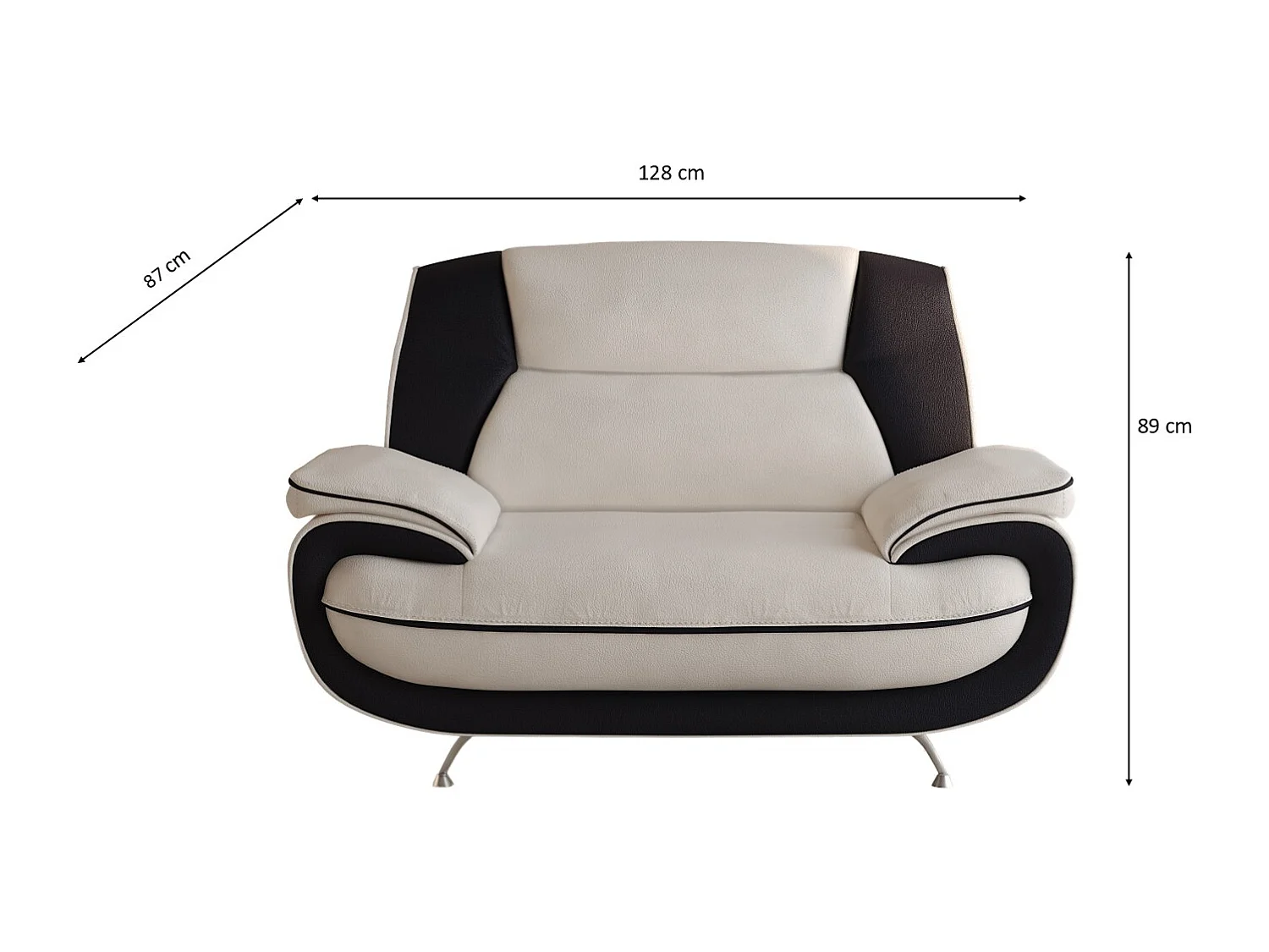 Nowoczesny fotel do salonu, tkanina Soft, biało-czarny, Palermo