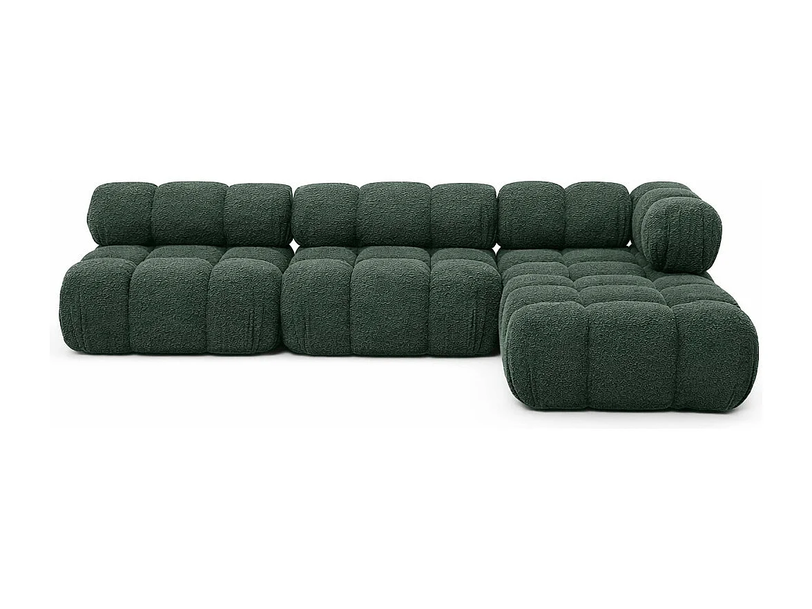 Ecksofa Modulare L-Form, Bouclé-Stoff Abriamo, Dunkelgrün, Rechts, Selia