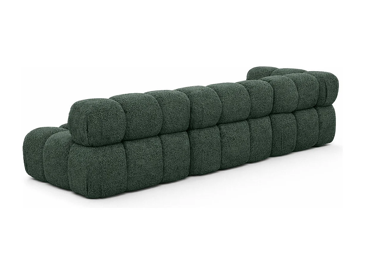 Ecksofa Modulare L-Form, Bouclé-Stoff Abriamo, Dunkelgrün, Rechts, Selia