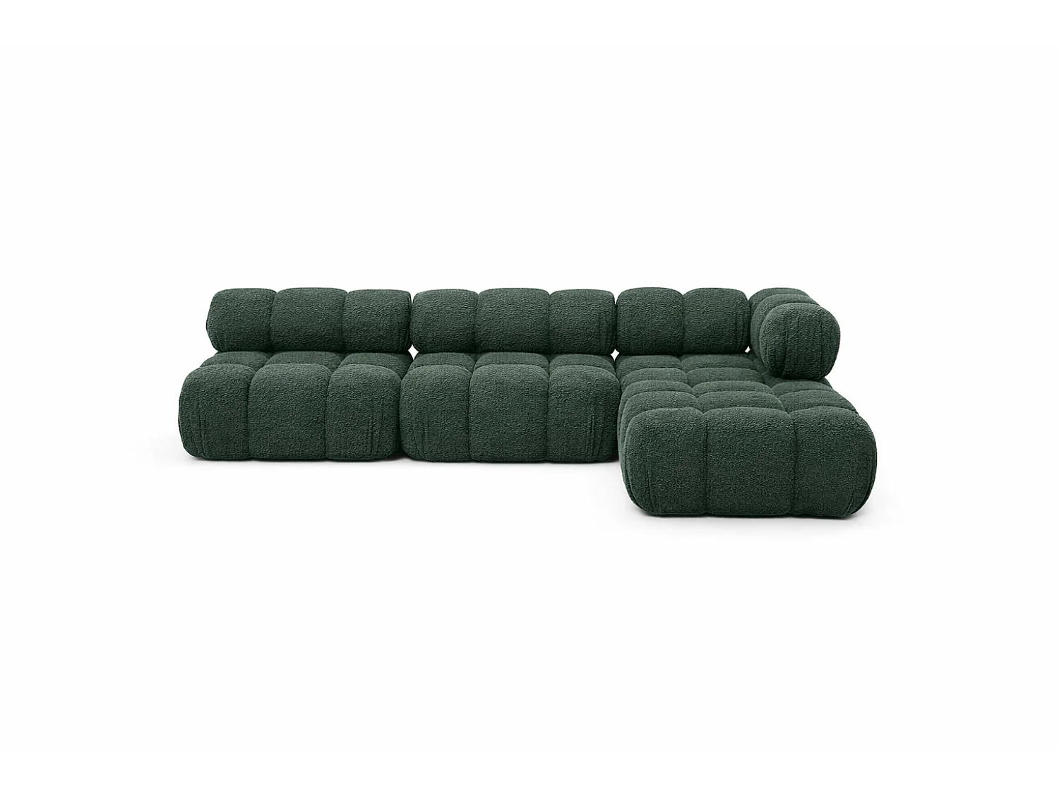 Canapé d’angle modulaire en L, tissu bouclé Abriamo, Vert foncé, Droite, Selia
