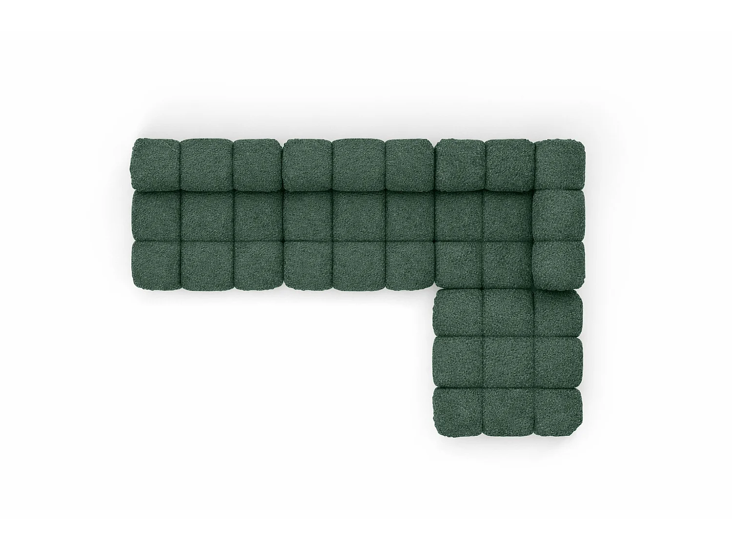 Canapé d’angle modulaire en L, tissu bouclé Abriamo, Vert foncé, Droite, Selia