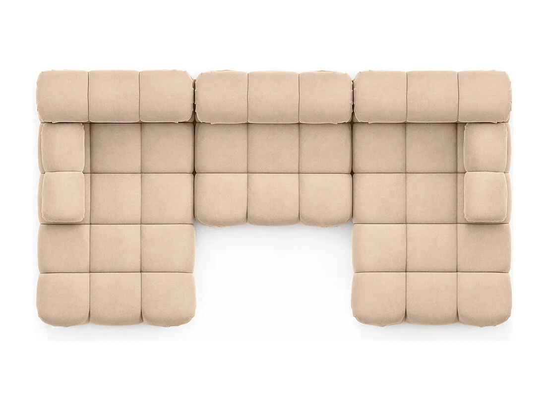 Divano angolare a U, tessuto velluto Salvador, Beige, Selia U