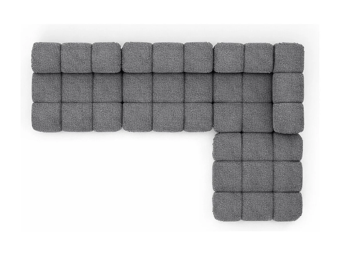 Ecksofa Modulare L-Form, Bouclé-Stoff Abriamo, Dunkelgrau, Rechts, Selia