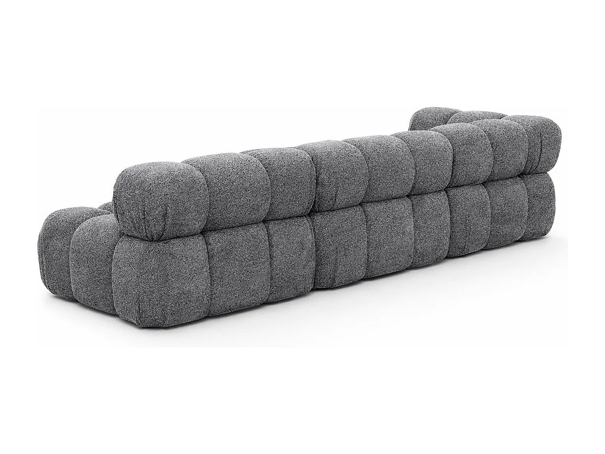 Ecksofa Modulare L-Form, Bouclé-Stoff Abriamo, Dunkelgrau, Rechts, Selia