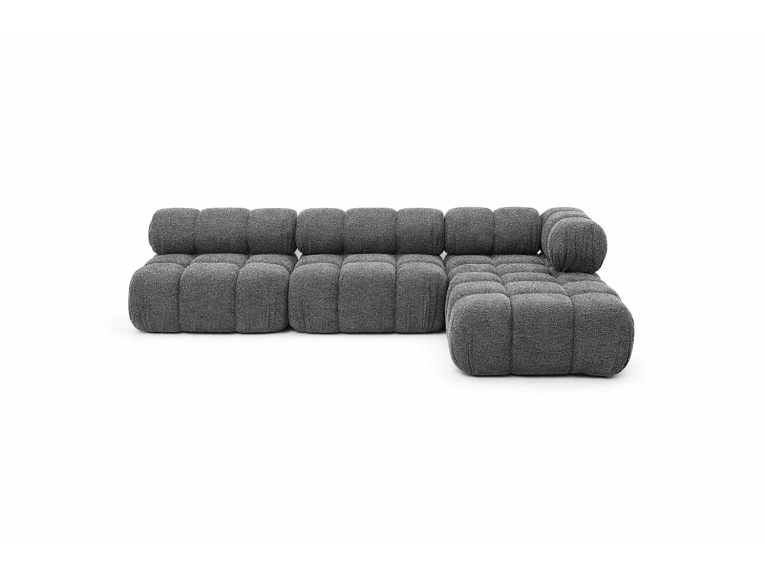 Canapé d’angle modulaire en L, tissu bouclé Abriamo, Gris foncé, Droite, Selia
