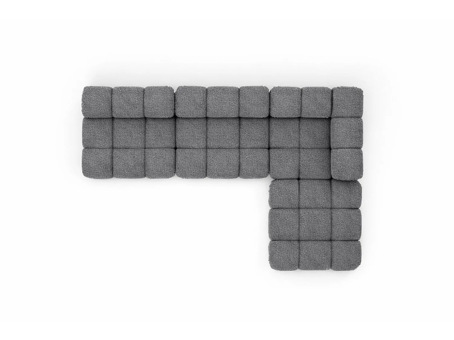 Canapé d’angle modulaire en L, tissu bouclé Abriamo, Gris foncé, Droite, Selia