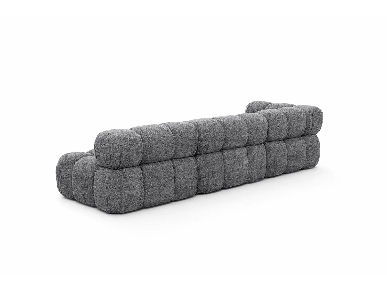 Canapé d’angle modulaire en L, tissu bouclé Abriamo, Gris foncé, Droite, Selia