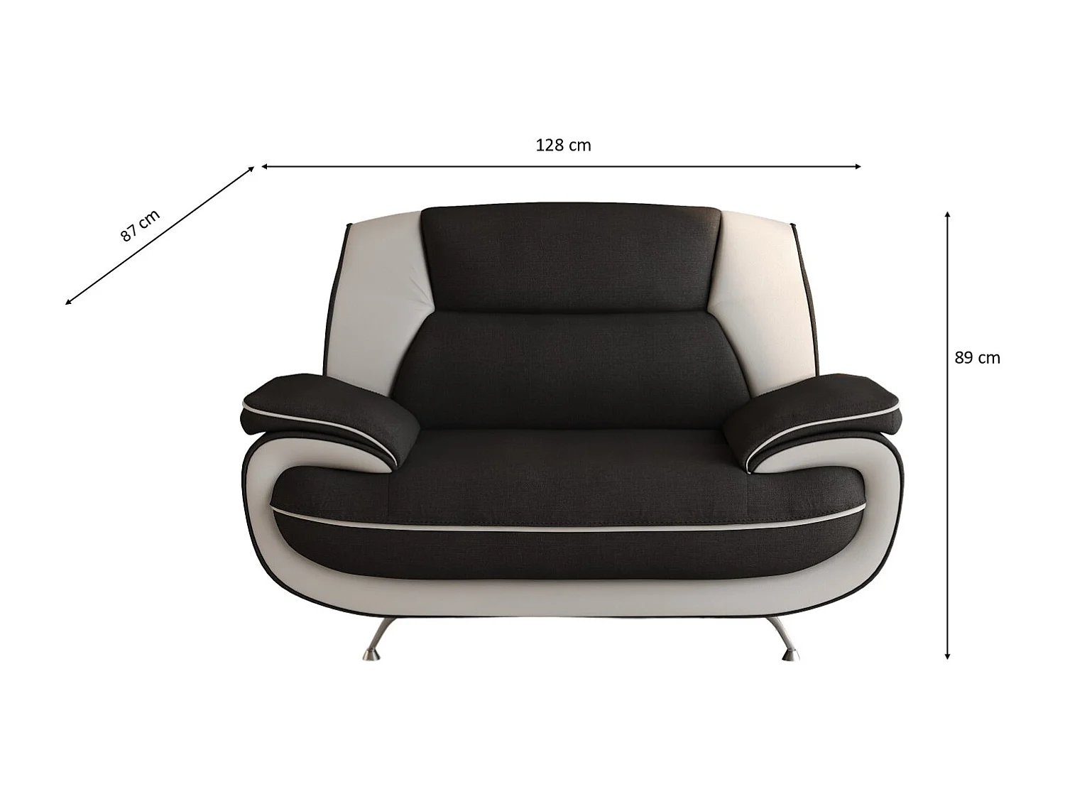 Nowoczesny fotel do salonu, tkanina Kronos, czarno-biały, Palermo