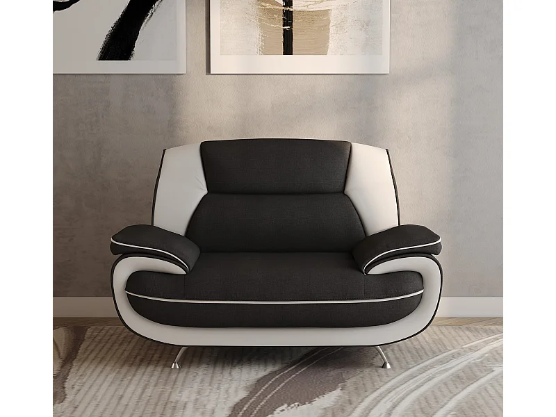 Nowoczesny fotel do salonu, tkanina Kronos, czarno-biały, Palermo