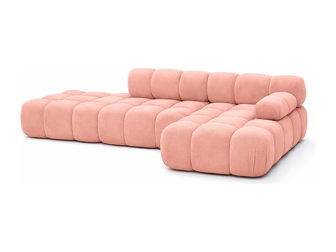 Ecksofa modular mit Hocker, Sofa L-Form, Veloursstoff Salvador, Rosa, Rechts, Selia