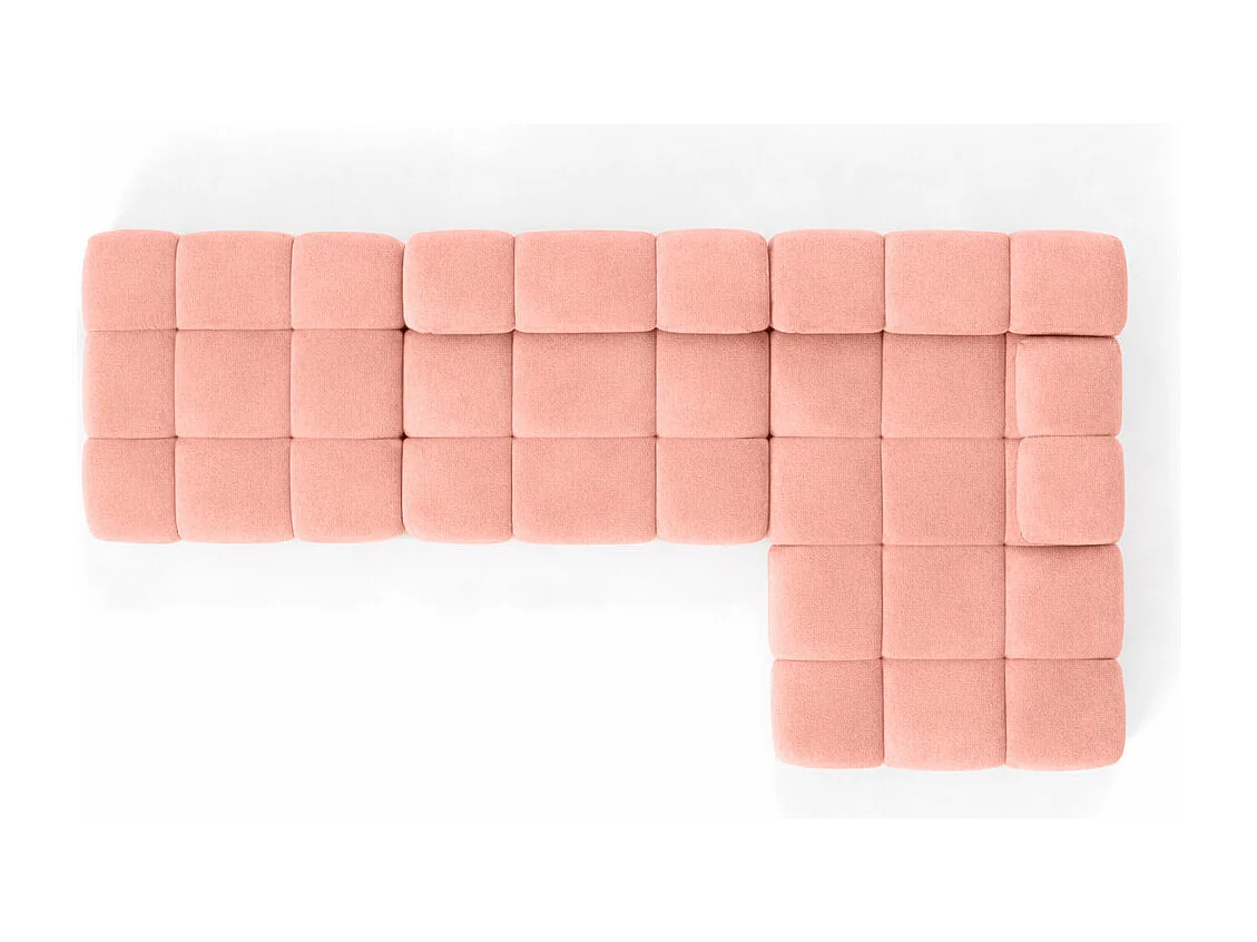 Ecksofa modular mit Hocker, Sofa L-Form, Veloursstoff Salvador, Rosa, Rechts, Selia