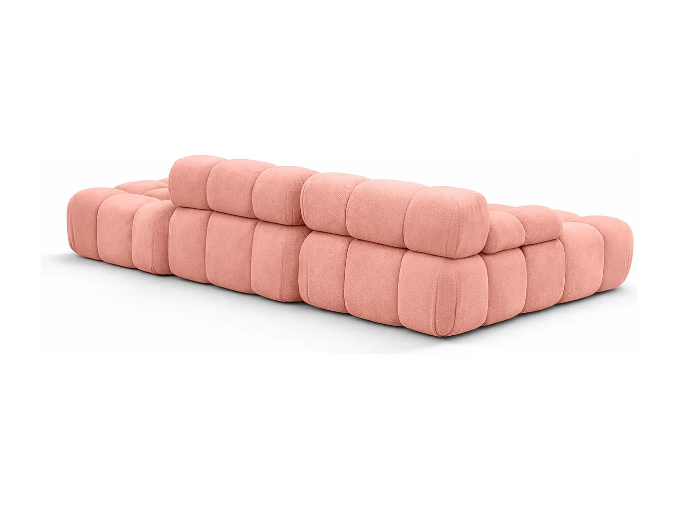 Ecksofa modular mit Hocker, Sofa L-Form, Veloursstoff Salvador, Rosa, Rechts, Selia