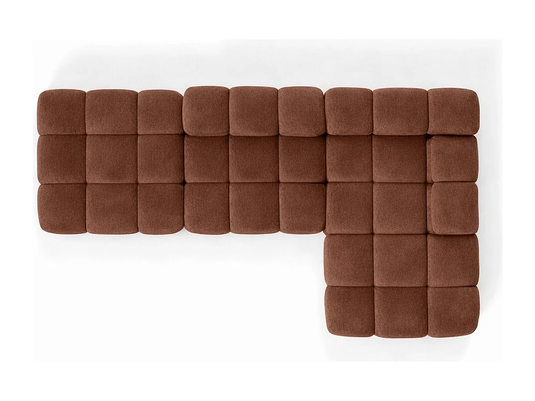 Ecksofa modular mit Hocker, Sofa L-Form, Veloursstoff Salvador, Dunkelbraun, Rechts, Selia