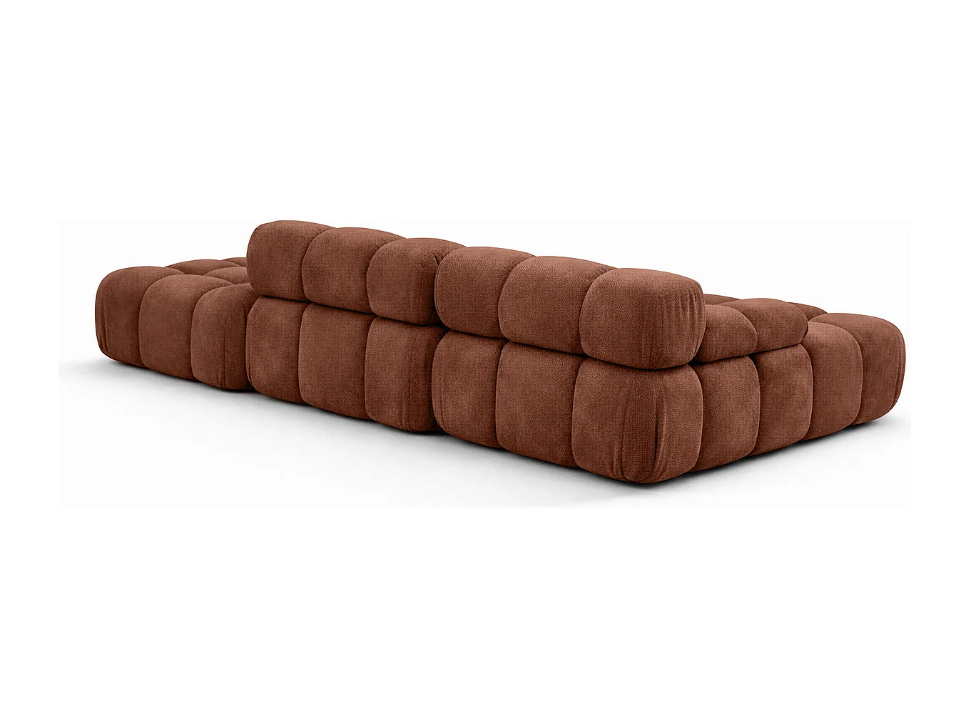 Ecksofa modular mit Hocker, Sofa L-Form, Veloursstoff Salvador, Dunkelbraun, Rechts, Selia