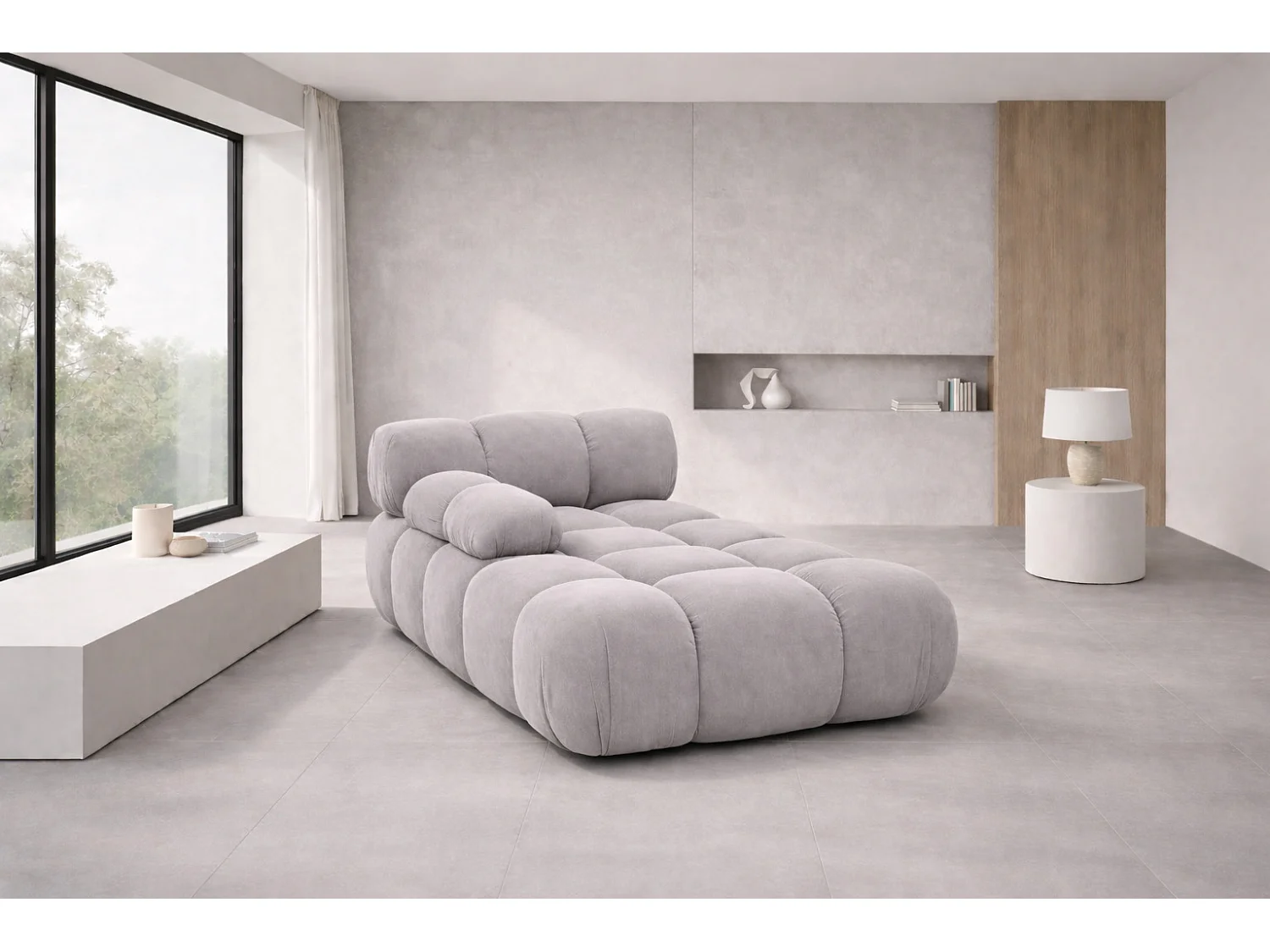 Chaiselongue modular, Veloursstoff Salvador, Grau, Links, Selia