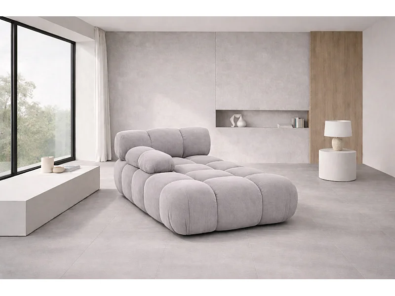 Modulaire chaise longue, velours Salvador, Grijs, Links, Selia