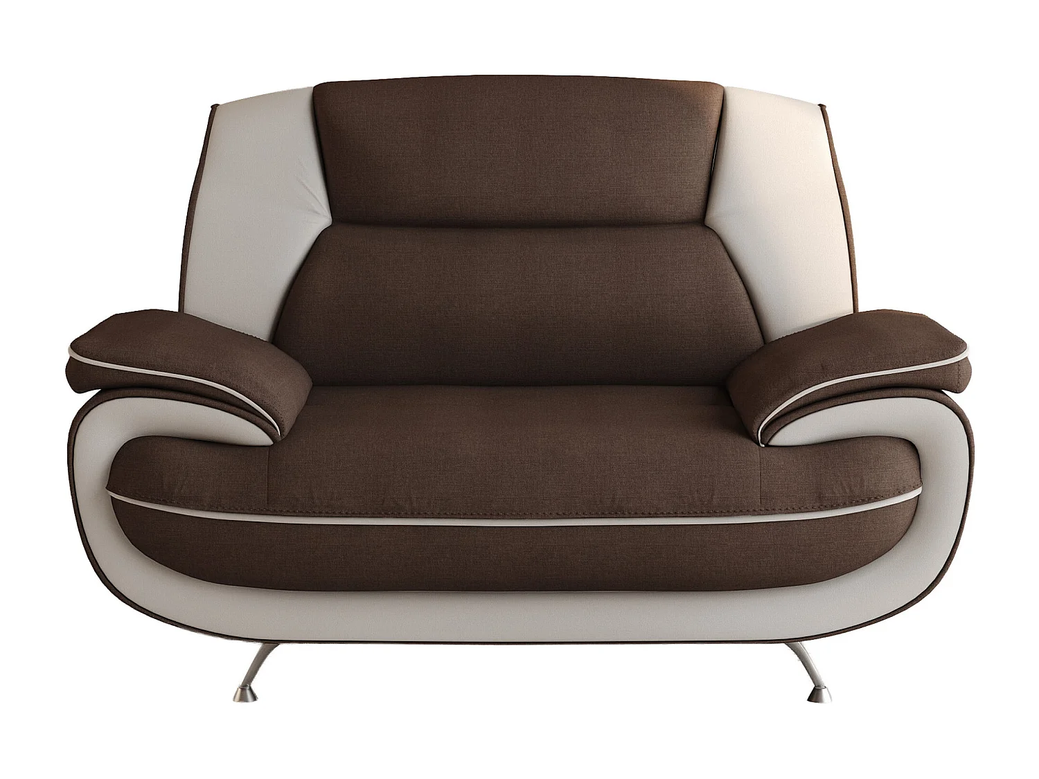 Nowoczesny fotel do salonu, tkanina Kronos, brązowo-biały, Palermo