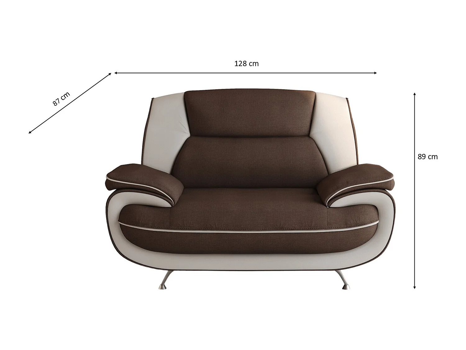 Nowoczesny fotel do salonu, tkanina Kronos, brązowo-biały, Palermo