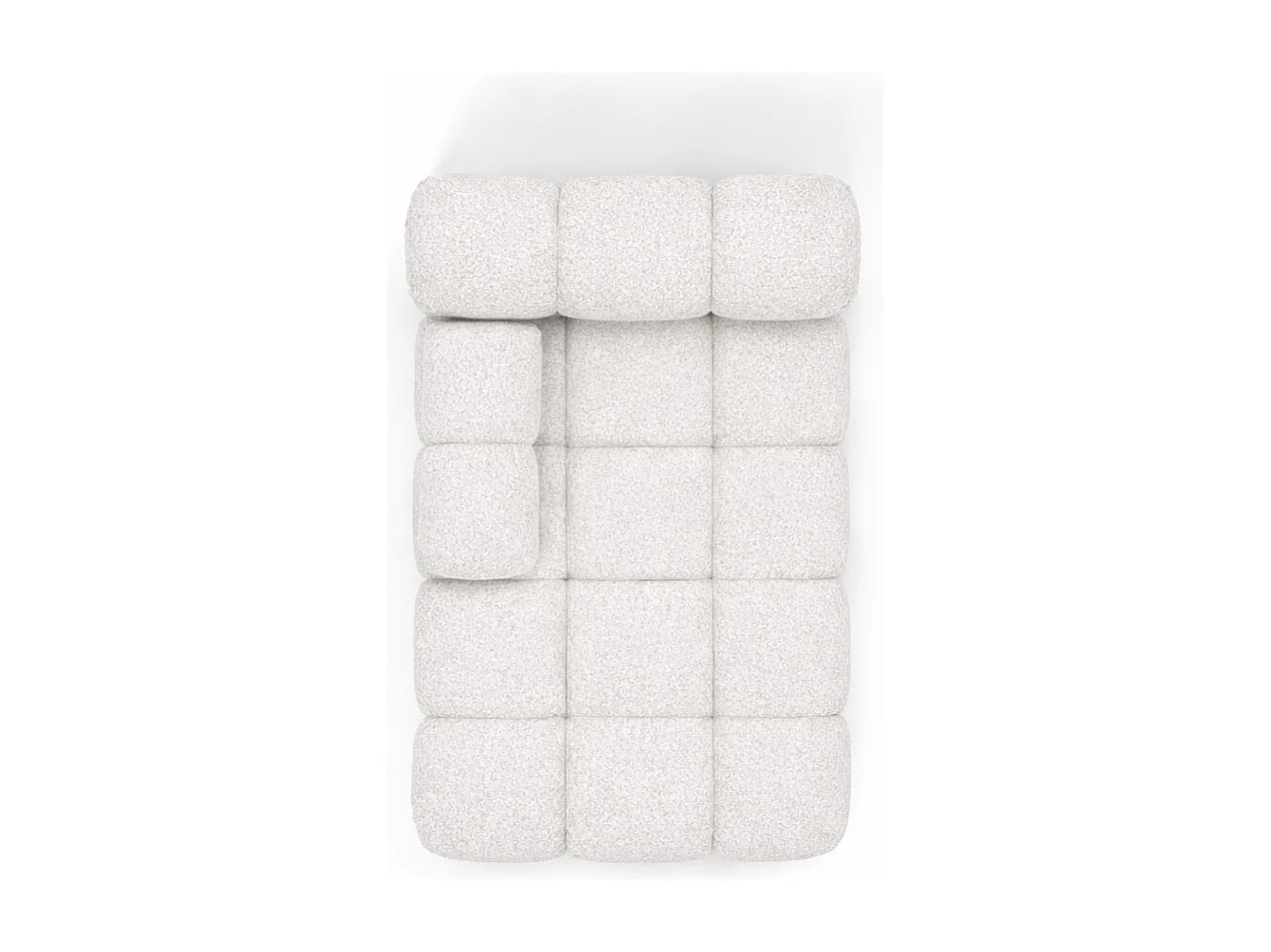 Chaiselongue modular, Bouclé-Stoff Abriamo, Ecru, Links, Selia