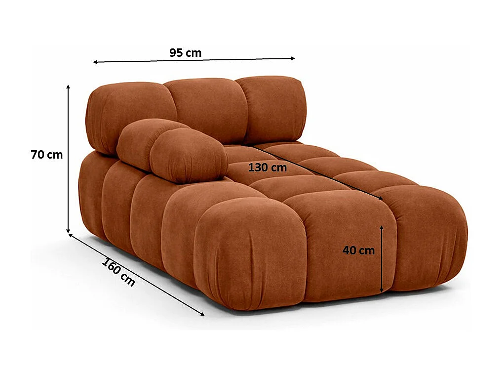 Chaiselongue modular, Veloursstoff Salvador, Braun, Links, Selia