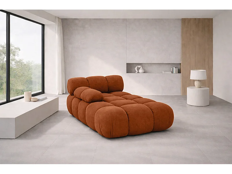 Modulaire chaise longue, velours Salvador, Bruin, Links, Selia