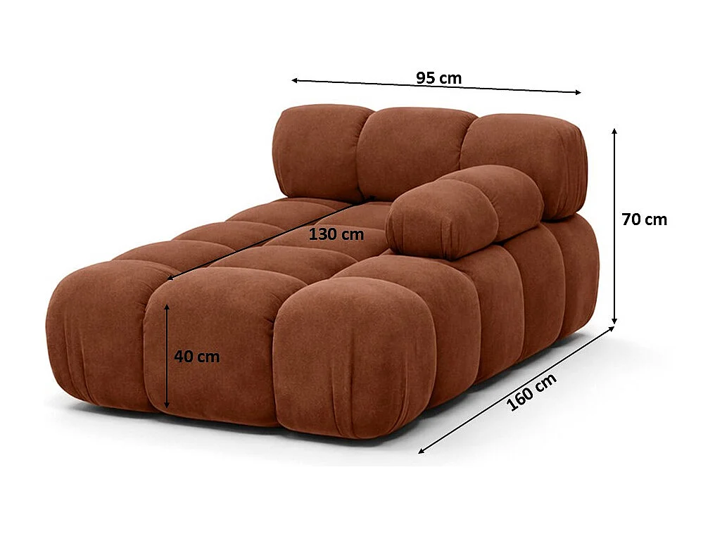 Chaiselongue modular, Veloursstoff Salvador, Dunkelbraun, Rechts, Selia