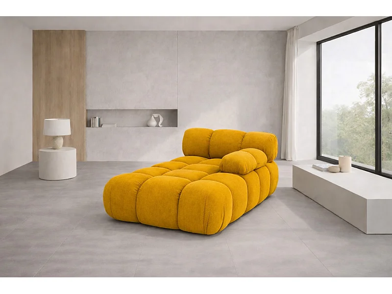 Modulaire chaise longue, velours Salvador, Geel, Rechts, Selia