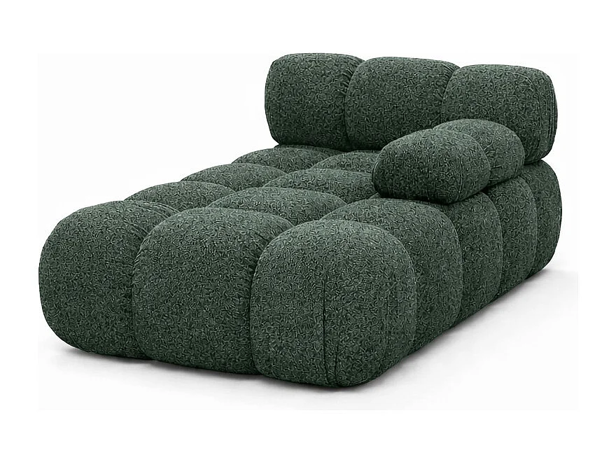 Chaiselongue modular, Bouclé-Stoff Abriamo, Dunkelgrün, Rechts, Selia