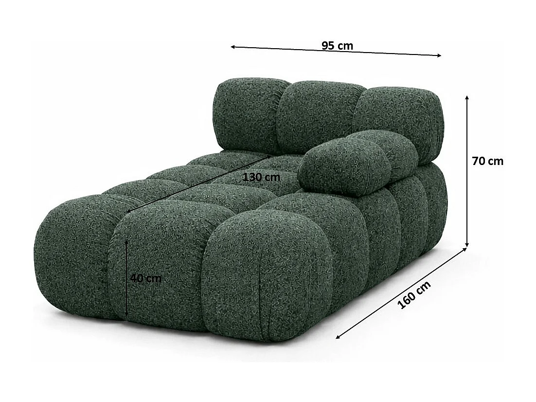 Chaiselongue modular, Bouclé-Stoff Abriamo, Dunkelgrün, Rechts, Selia