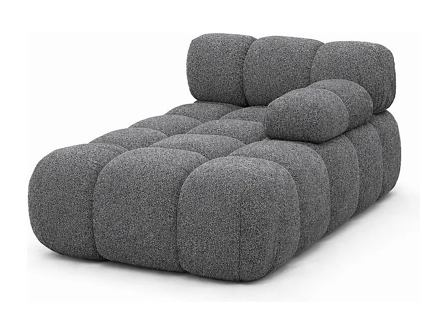 Chaiselongue modular, Bouclé-Stoff Abriamo, Dunkelgrau, Rechts, Selia