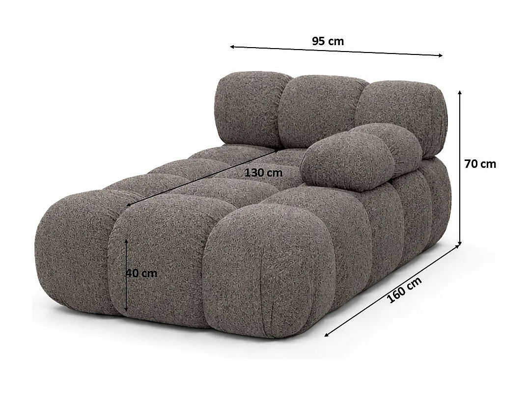 Chaiselongue modular, Bouclé-Stoff Abriamo, Braun, Rechts, Selia
