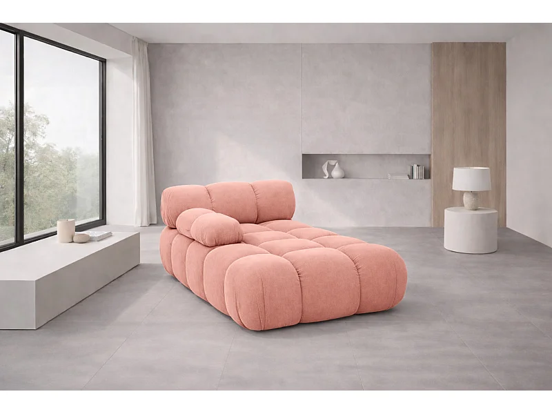 Modulaire chaise longue, velours Salvador, Roze, Links, Selia