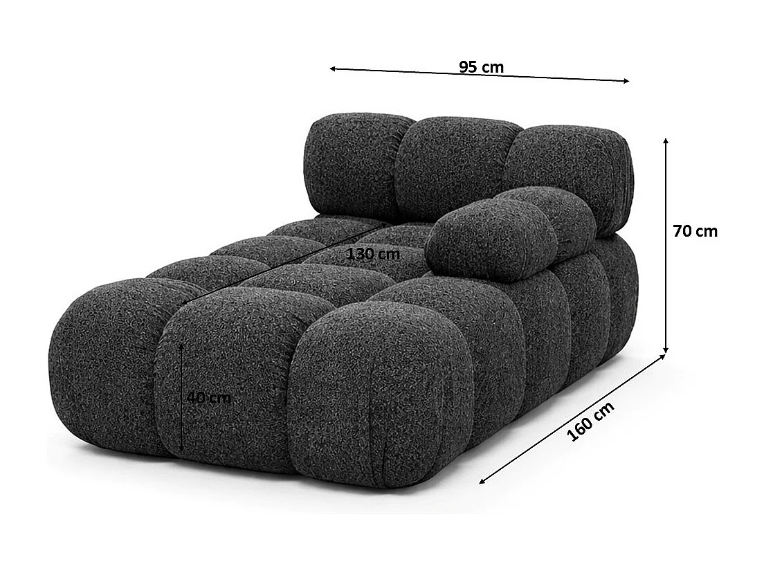 Chaiselongue modular, Bouclé-Stoff Abriamo, Graphit, Rechts, Selia