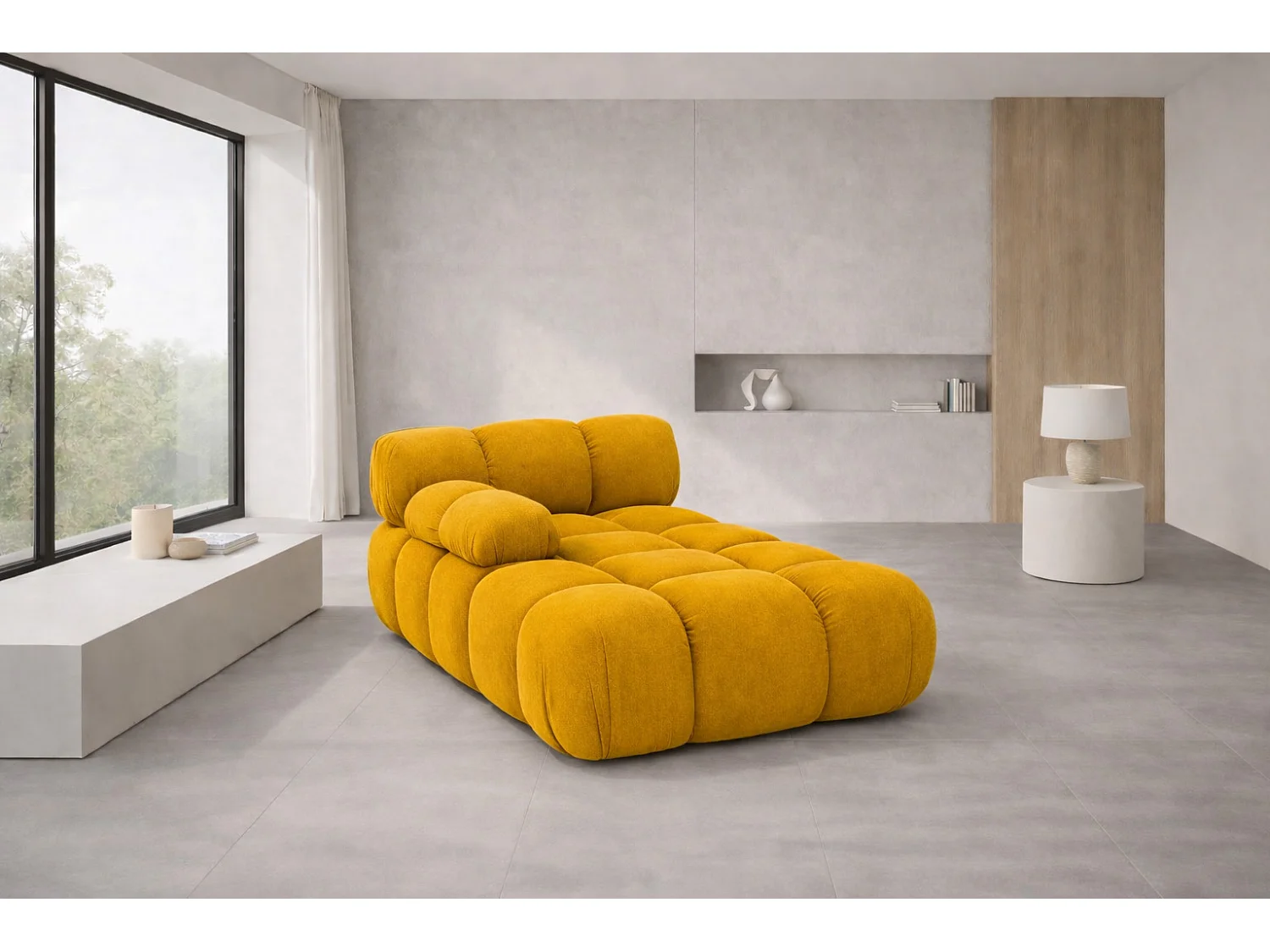 Chaiselongue modular, Veloursstoff Salvador, Gelb, Links, Selia