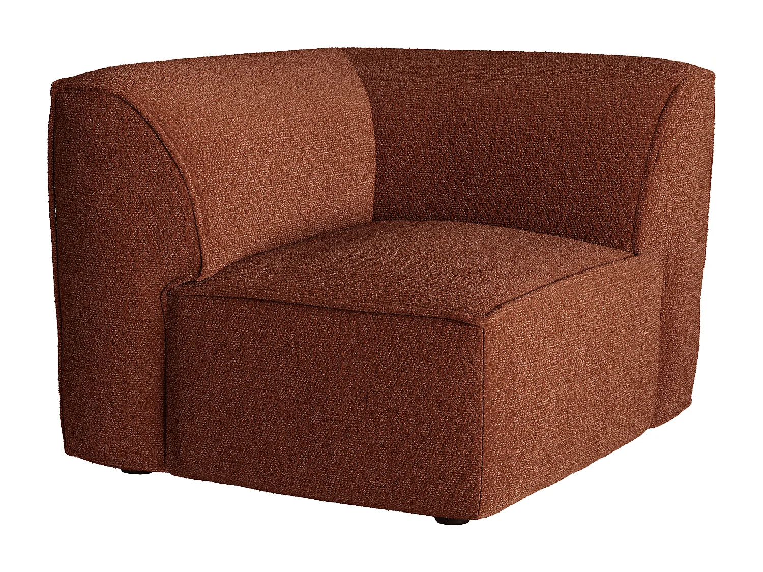 Fauteuil d'angle en tissu chenille terracotta CAMILIO de Maison Céphy