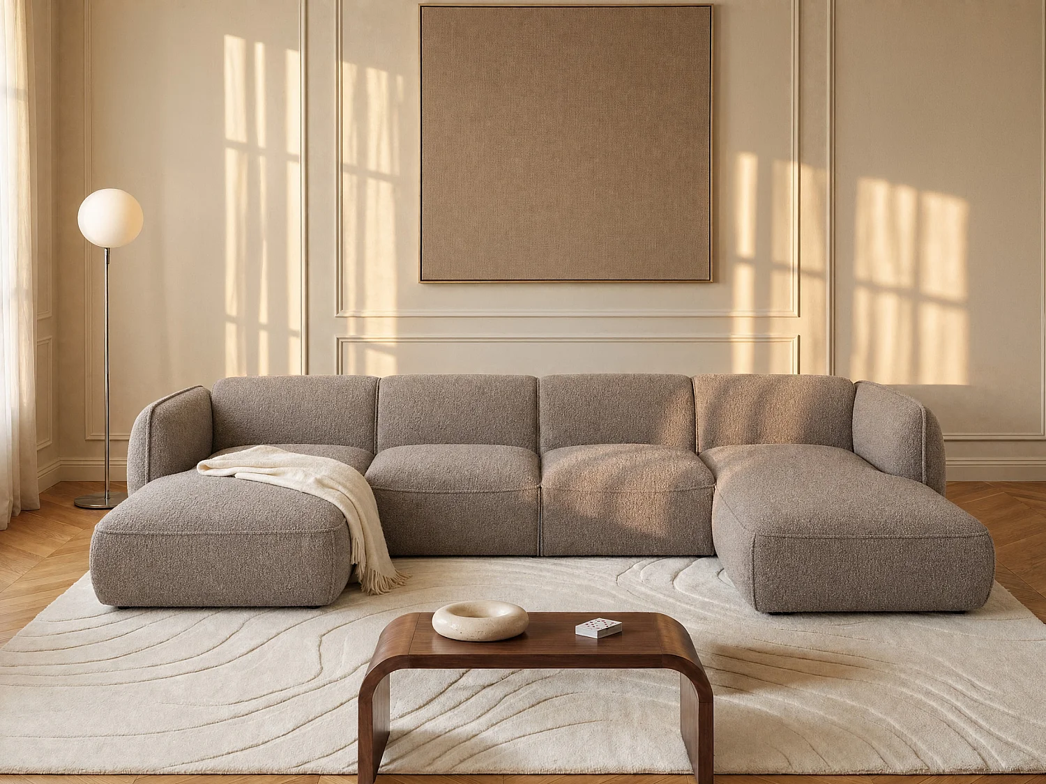 Klassisk daybed med armlæn - Chenille stof - Taupe CAMILIO