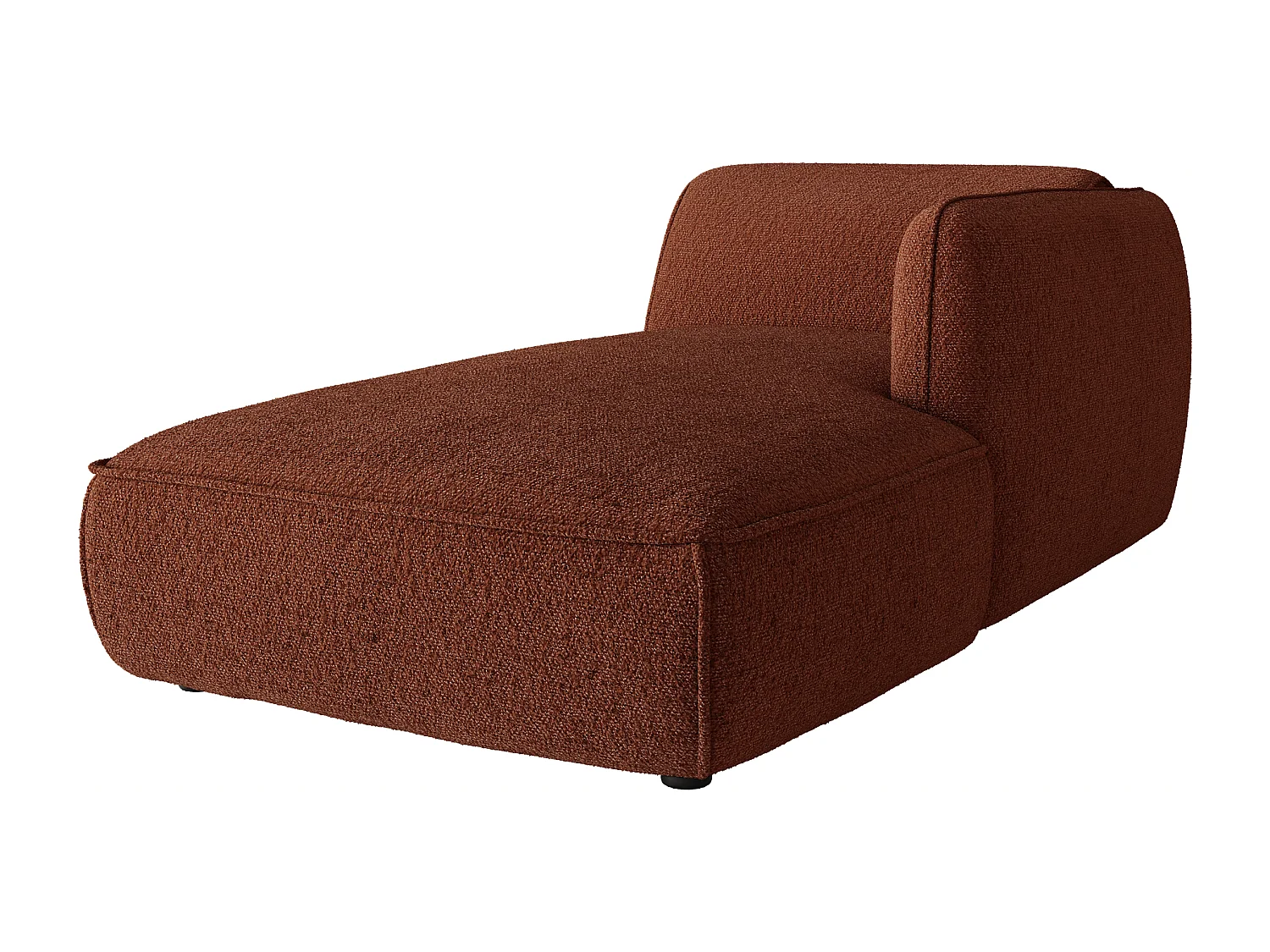 Méridienne droite avec accoudoir en tissu chenille terracotta CAMILIO de Maison Céphy