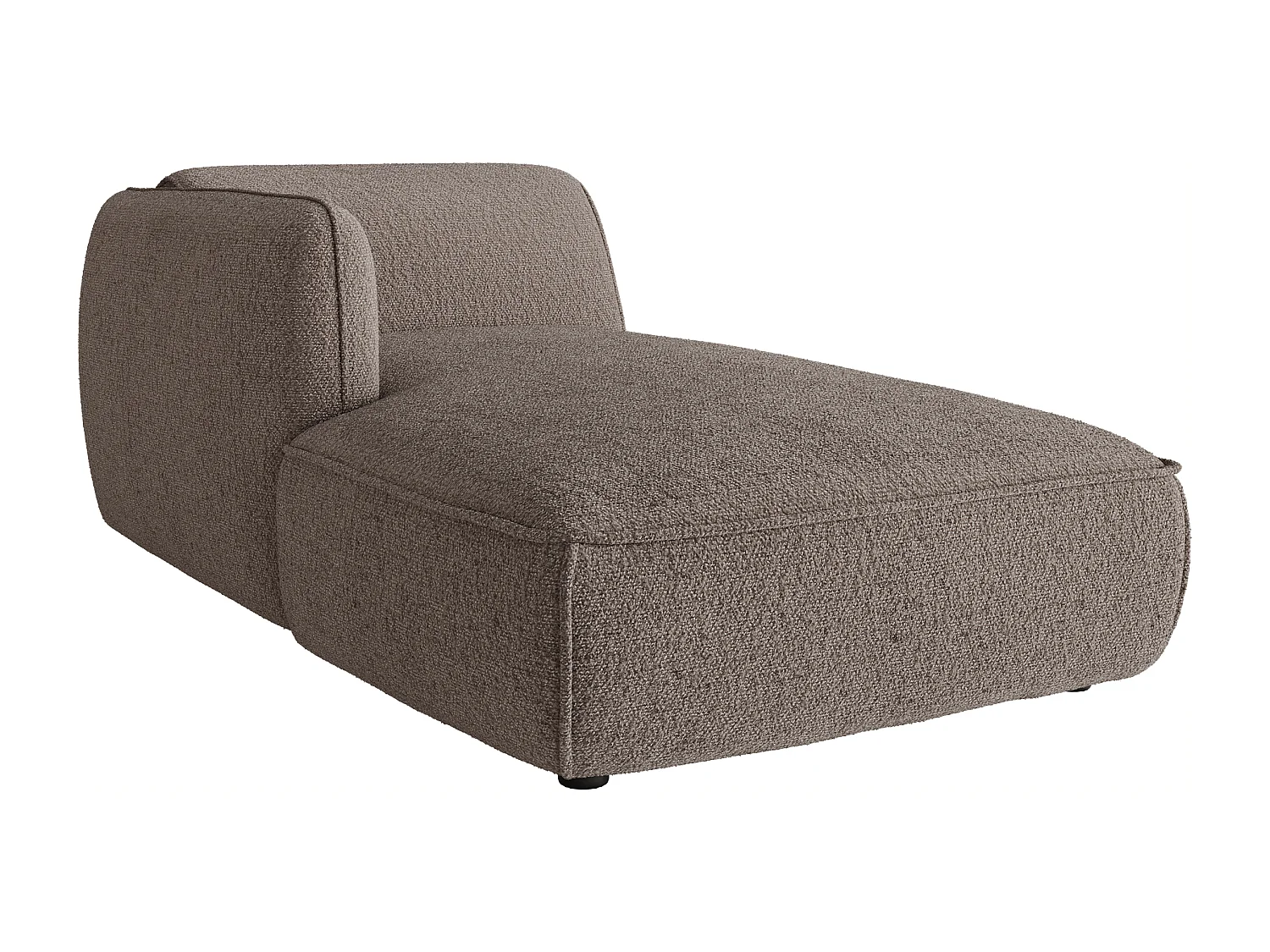 Méridienne gauche avec accoudoir en tissu chenille taupe CAMILIO de Maison Céphy