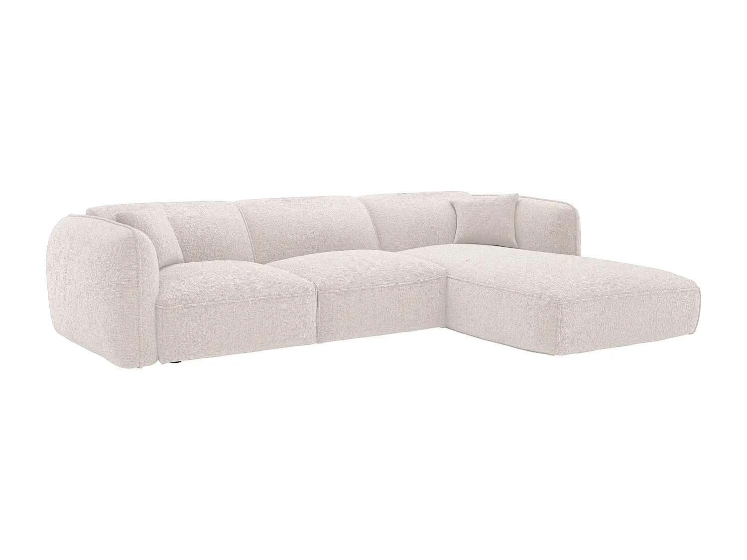 Canapé d'angle droit convertible en tissu chenille beige CAMILIO de Maison Céphy