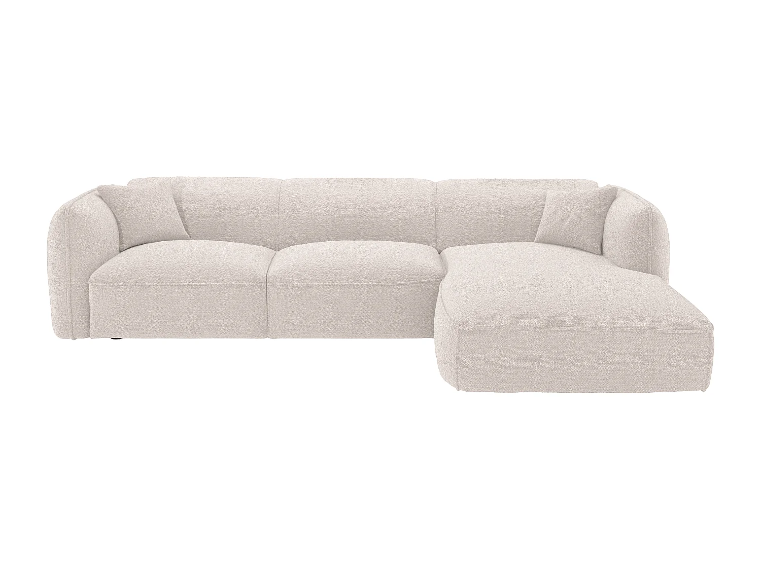 Canapé d'angle droit convertible en tissu chenille beige CAMILIO de Maison Céphy
