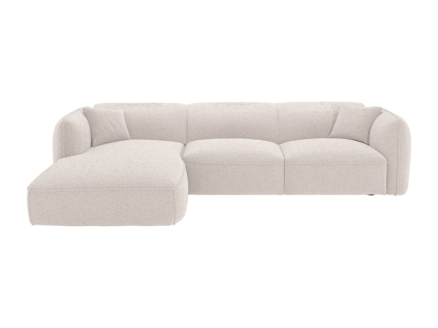 Canapé d'angle gauche convertible en tissu chenille beige CAMILIO de Maison Céphy