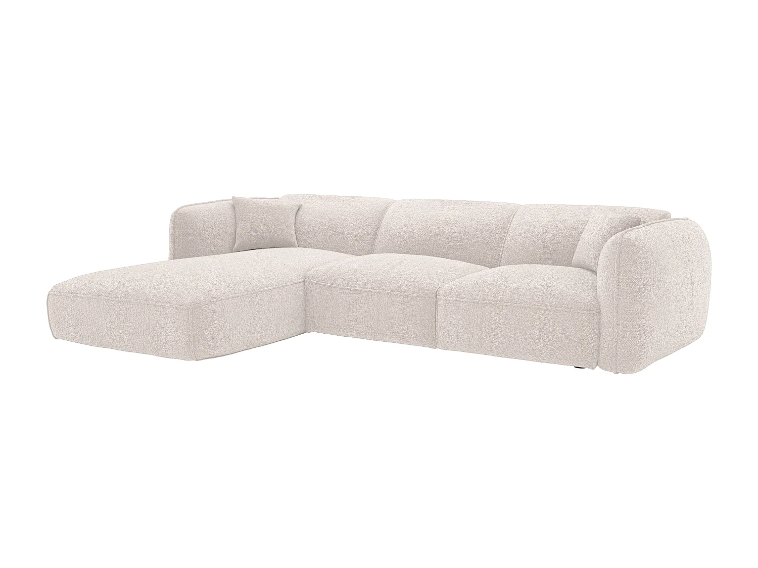 Canapé d'angle gauche convertible en tissu chenille beige CAMILIO de Maison Céphy
