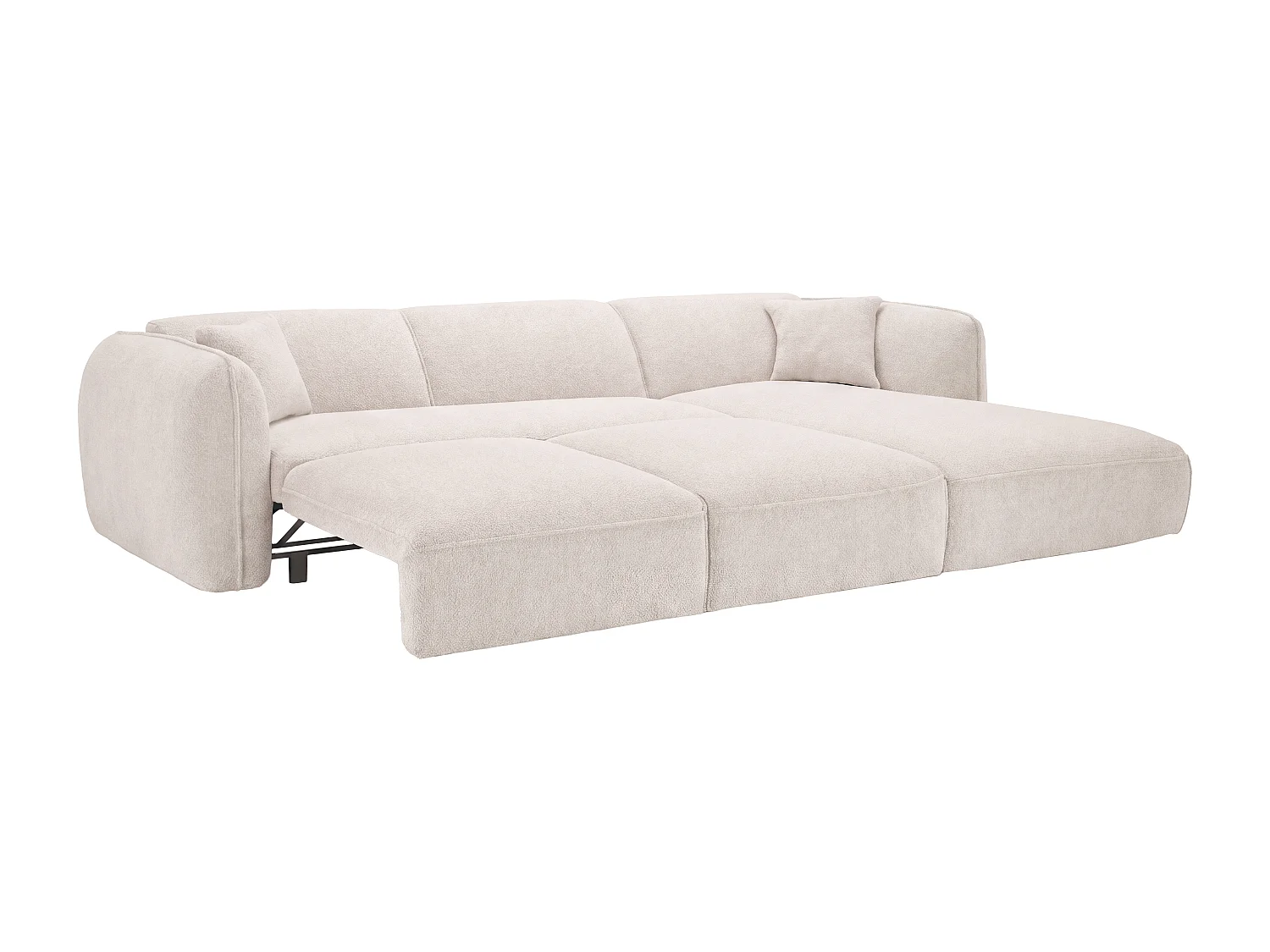 Canapé d'angle gauche convertible en tissu chenille beige CAMILIO de Maison Céphy