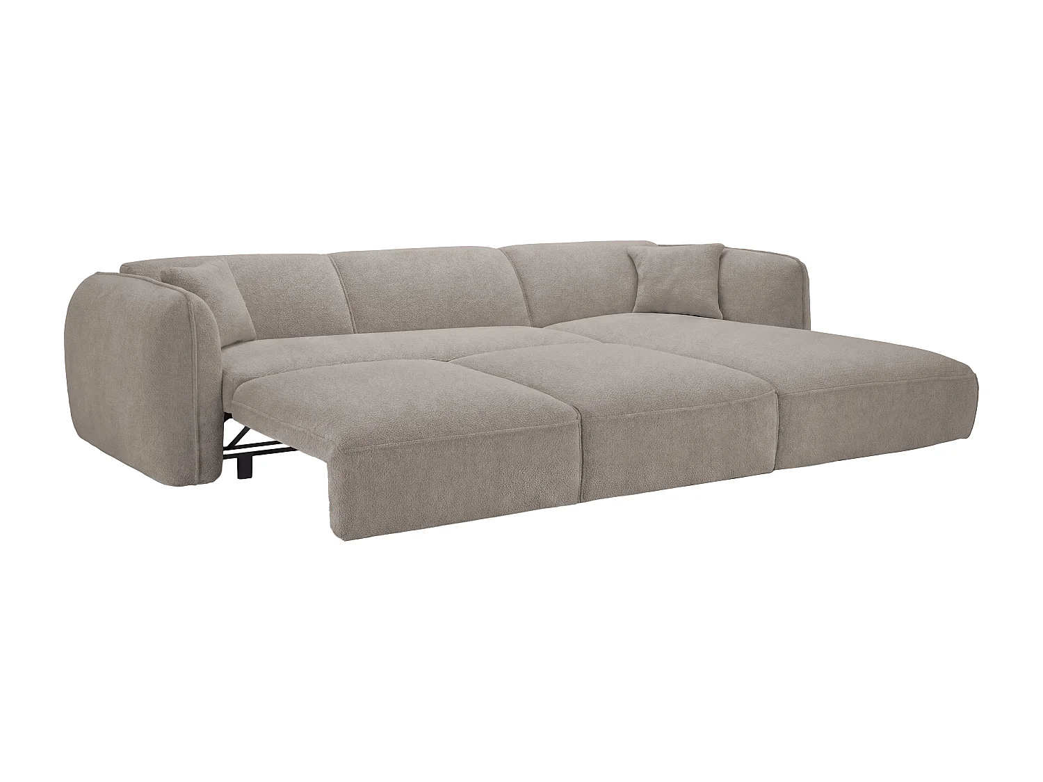 Canapé d'angle droit convertible en tissu chenille taupe CAMILIO de Maison Céphy
