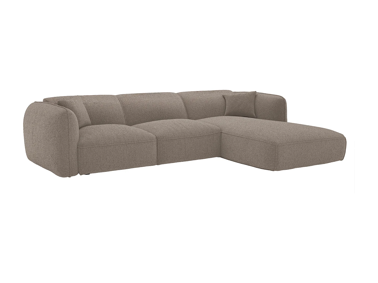Canapé d'angle droit convertible en tissu chenille taupe CAMILIO de Maison Céphy