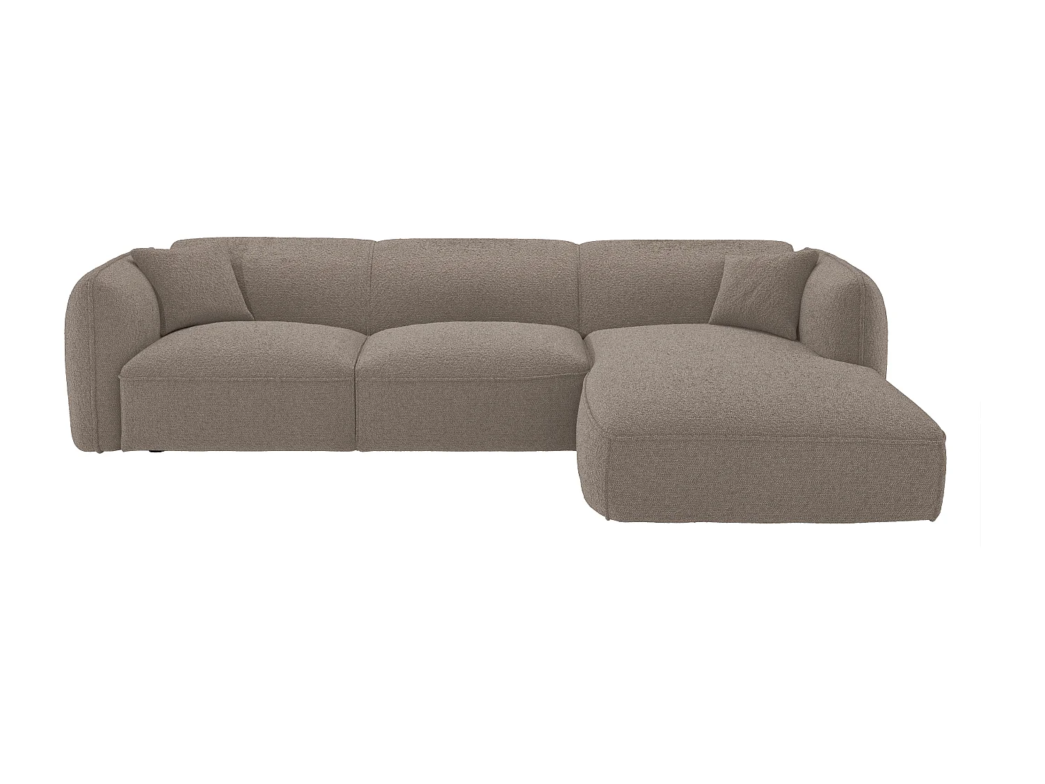 Canapé d'angle droit convertible en tissu chenille taupe CAMILIO de Maison Céphy